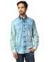 THEICONIC Camasa barbateasca din denim bleu - prespalata - Pled.ro