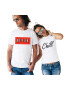 THEICONIC Set doua tricouri albe pentru cupluri - Netflix & Chill - Pled.ro