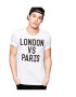 THEICONIC Tricou alb barbati - London vs Paris - Pled.ro