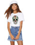 THEICONIC Tricou dama alb - Sugar Skull Colorful - Pled.ro