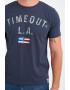 Timeout Tricou barbat cu imprimeu logo Albastru - Pled.ro