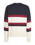 Tommy Hilfiger Bluza de trening cu model in dungi si broderie Rosu inchis Bleumarin Bej deschis - Pled.ro