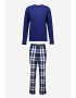 Tommy Hilfiger Pijama din amestec de bumbac cu pantaloni lungi si model in carouri - Pled.ro