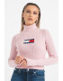 Tommy Jeans Pulover crop cu guler inalt - Pled.ro