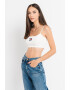 Tommy Jeans Top crop striat cu aplicatie logo - Pled.ro