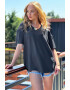 Trend Alaçatı Stili Tricou supradimensionat - Pled.ro