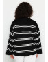 Trendyol Pulover plus size cu dungi si guler ascutit - Pled.ro