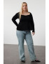 Trendyol Pulover plus size striat cu decolteu patrat - Pled.ro