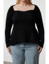 Trendyol Pulover plus size striat cu decolteu patrat - Pled.ro