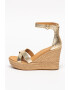 UGG Sandale tip espadrile wedge de piele cu aspect metalizat Ezrah - Pled.ro