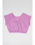 United Colors of Benetton Bluza crop din amestec de in si bumbac cu maneci scurte - Pled.ro