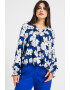 United Colors of Benetton Bluza vaporoasa cu decolteu in V si imprimeu floral - Pled.ro