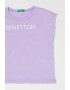 United Colors of Benetton Top cu imprimeu logo si decolteu rotund - Pled.ro