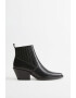 VIOLETA BY MANGO Botine cowboy de piele Sandra - Pled.ro