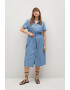 VIOLETA BY MANGO Rochie midi din denim cu buzunare aplicate Claire - Pled.ro