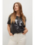 VIOLETA BY MANGO Tricou din bumbac organic cu imprimeu Charly - Pled.ro