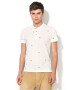 Zee Lane Denim Tricou polo alb din pique cu broderii florale - Pled.ro