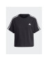 adidas Tricou Essentials 3-Stripes Single Jersey Crop Top HR4913 Negru Loose Fit - Pled.ro