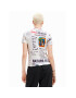 Desigual Tricou Newspaper 23SWTK61 Alb Regular Fit - Pled.ro