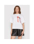 KARL LAGERFELD Tricou Fringe Logo 221W1707 Alb Relaxed Fit - Pled.ro