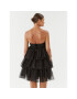 ROTATE Rochie cocktail Mesh Mini Ruffle 111032100 Negru Regular Fit - Pled.ro