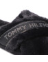 Tommy Hilfiger Papuci de casă Shiny Webbing Furry Slipper FW0FW06092 Negru - Pled.ro