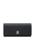 Tommy Hilfiger Portofel Mare de Damă Th Emblem Lrg Flap Wallet AW0AW14651 Bleumarin - Pled.ro