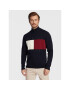 Tommy Hilfiger Pulover Structure Flag MW0MW25343 Bleumarin Regular Fit - Pled.ro