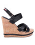 Tommy Hilfiger Sandale Corporate Leather Wadge Sandal FW0FW04734 Negru - Pled.ro