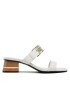 Tommy Hilfiger Șlapi Hardware Block Mid Heel FW0FW07017 Alb - Pled.ro