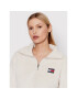 Tommy Jeans Bluză Plush Badge Quarter Zip DW0DW11816 Bej Boxy Fit - Pled.ro