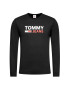 Tommy Jeans Longsleeve Corp Logo Tee DM0DM09487 Negru Regular Fit - Pled.ro