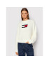 Tommy Jeans Pulover Center Flag DW0DW11001 Alb Relaxed Fit - Pled.ro