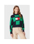 Tommy Jeans Pulover Checker Flag DW0DW14316 Verde Relaxed Fit - Pled.ro