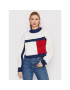 Tommy Jeans Pulover Crop Flag Rwb DW0DW12029 Bej Boxy Fit - Pled.ro