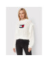 Tommy Jeans Pulover Flag Stitch DW0DW13440 Alb Oversize - Pled.ro