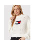 Tommy Jeans Pulover Flag Stitch DW0DW13440 Alb Oversize - Pled.ro