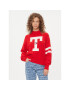 Tommy Jeans Pulover Letterman Flag DW0DW15940 Roșu Relaxed Fit - Pled.ro