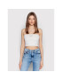 Tommy Jeans Top Signature DW0DW12733 Alb Cropp Fit - Pled.ro