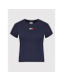 Tommy Jeans Tricou Baby Crop Rib Center Badge DW0DW12604 Bleumarin Cropped Fit - Pled.ro