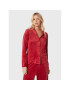 Triumph Cămașă pijama Mix & Match Velour 10213389 Roșu Boyfriend Fit - Pled.ro