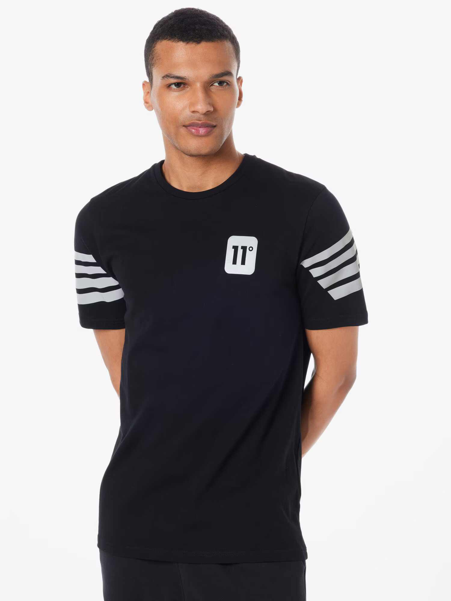 11 Degrees Tricou negru / alb - Pled.ro