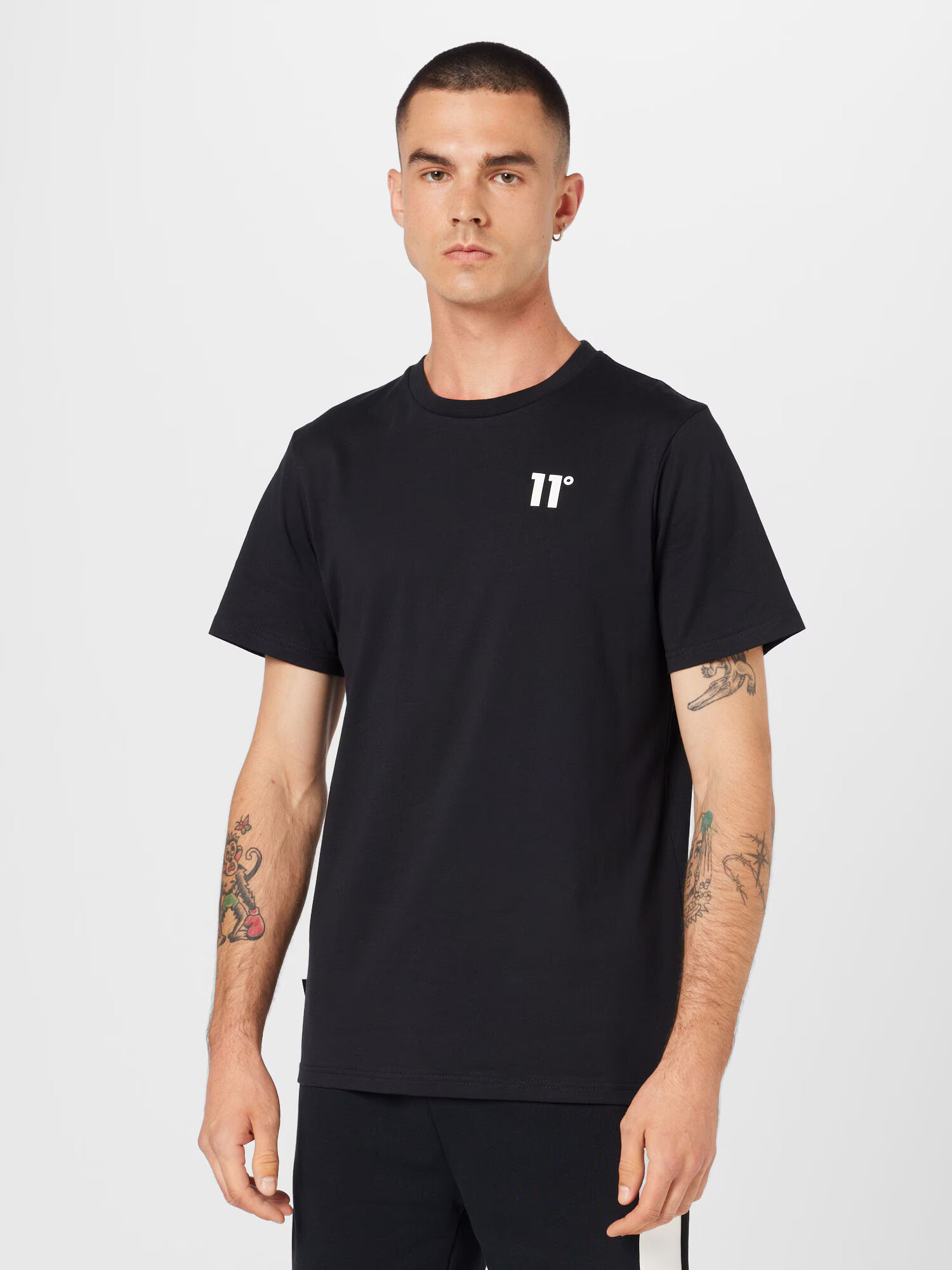 11 Degrees Tricou negru / alb - Pled.ro