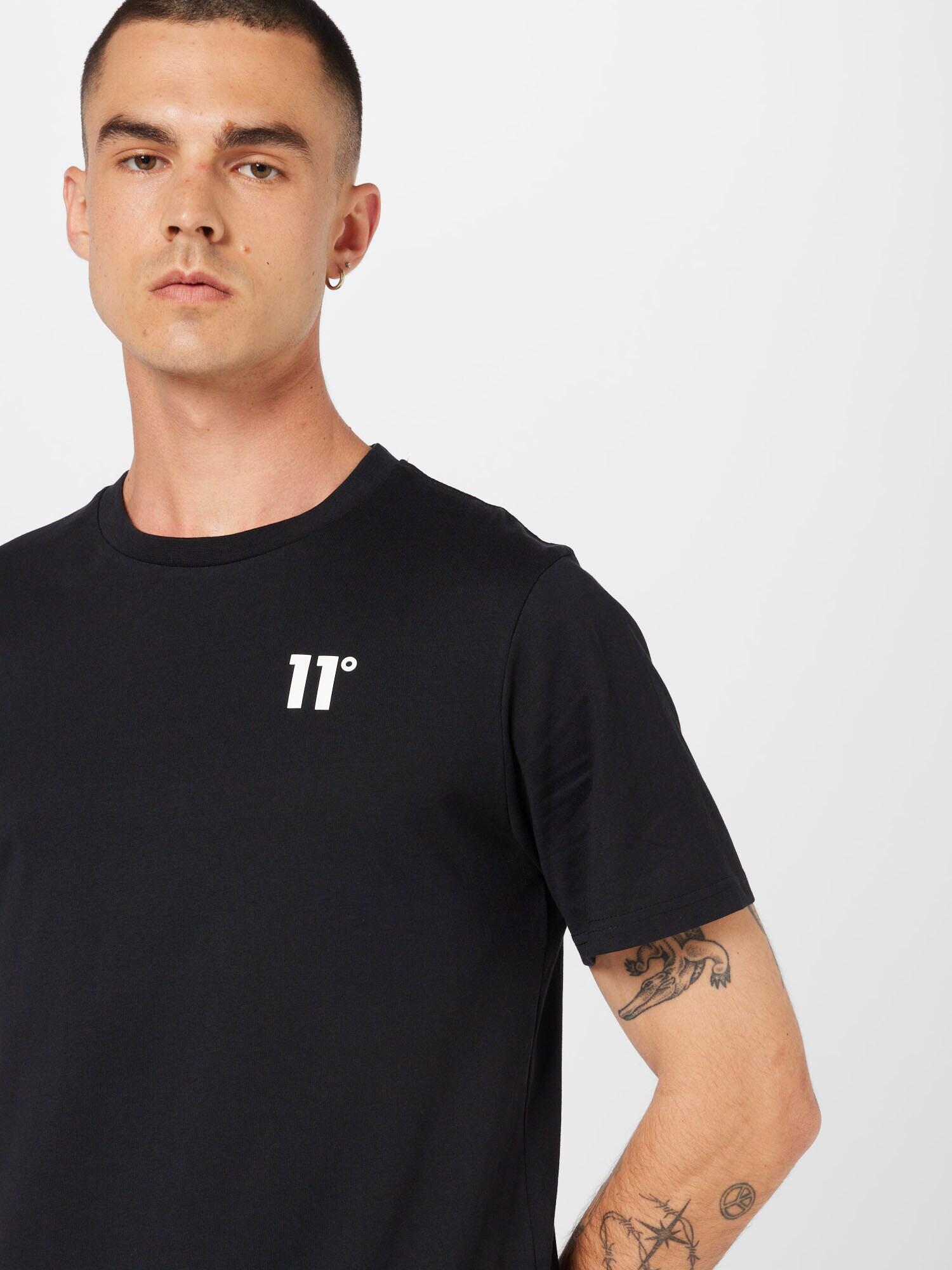 11 Degrees Tricou negru / alb - Pled.ro