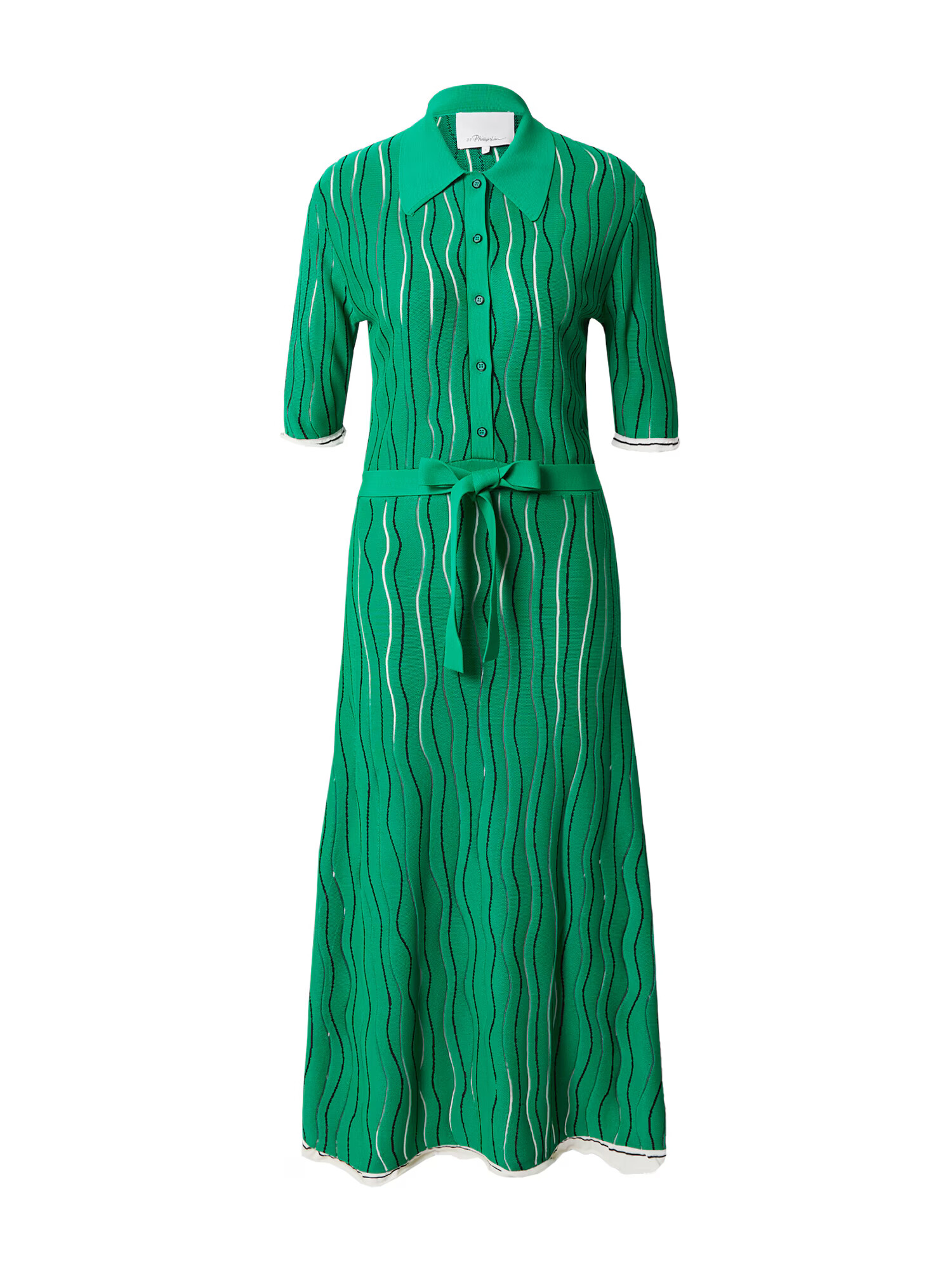 3.1 Phillip Lim Rochie tricotat verde / negru / alb - Pled.ro