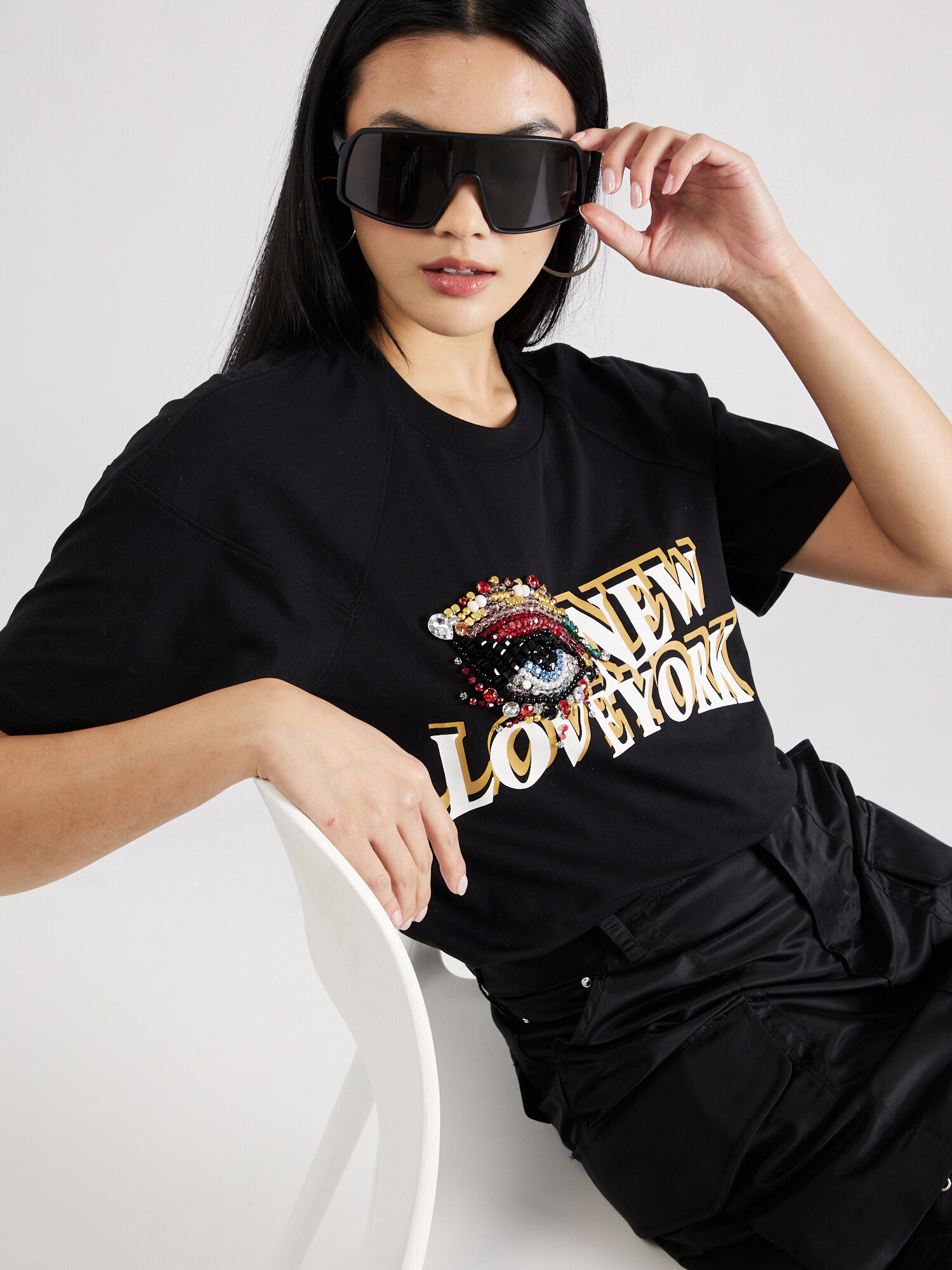 3.1 Phillip Lim Tricou 'EYE LOVE NY' galben / roșu / negru / alb - Pled.ro