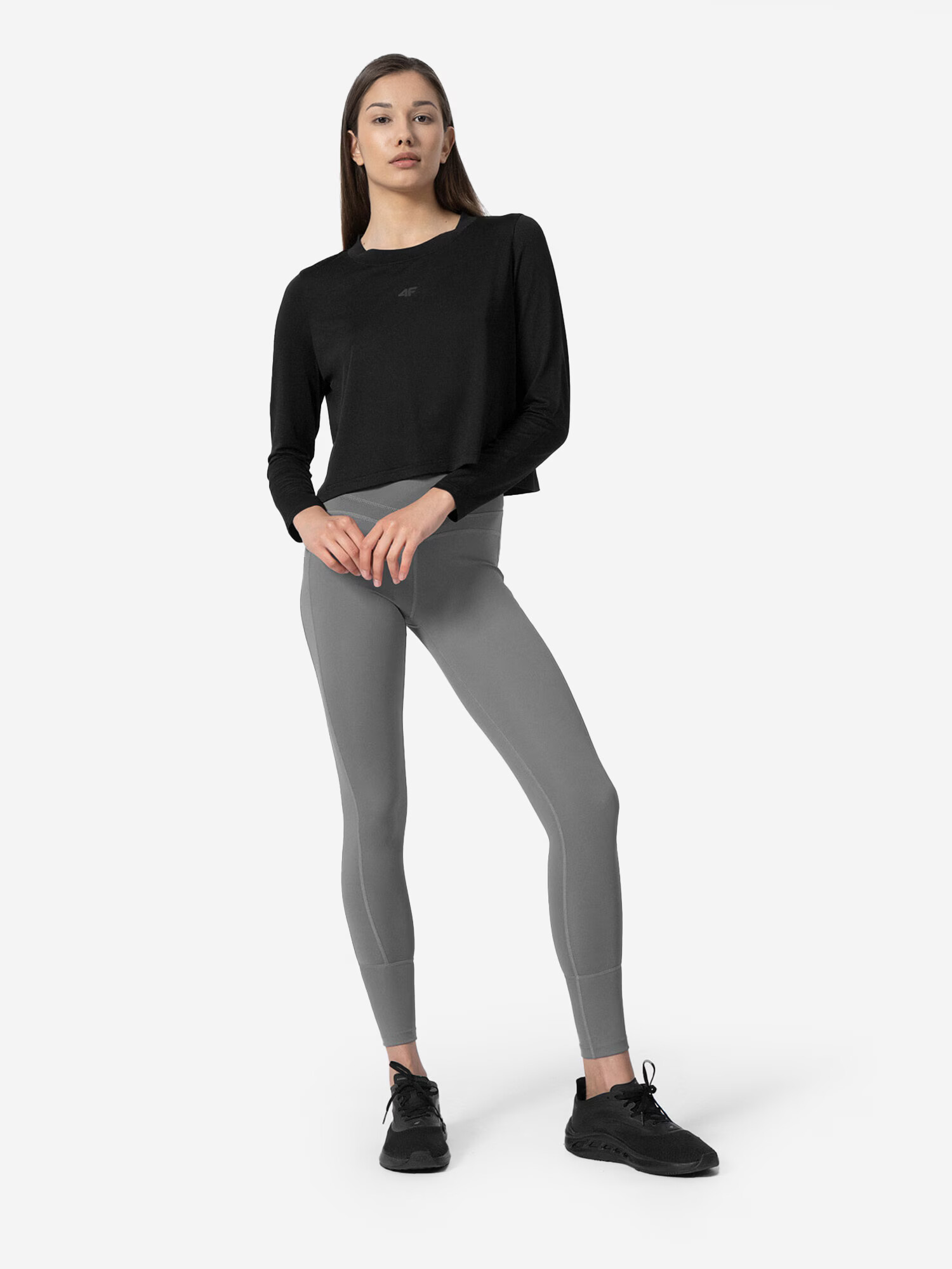 4F Leggings gri / negru - Pled.ro