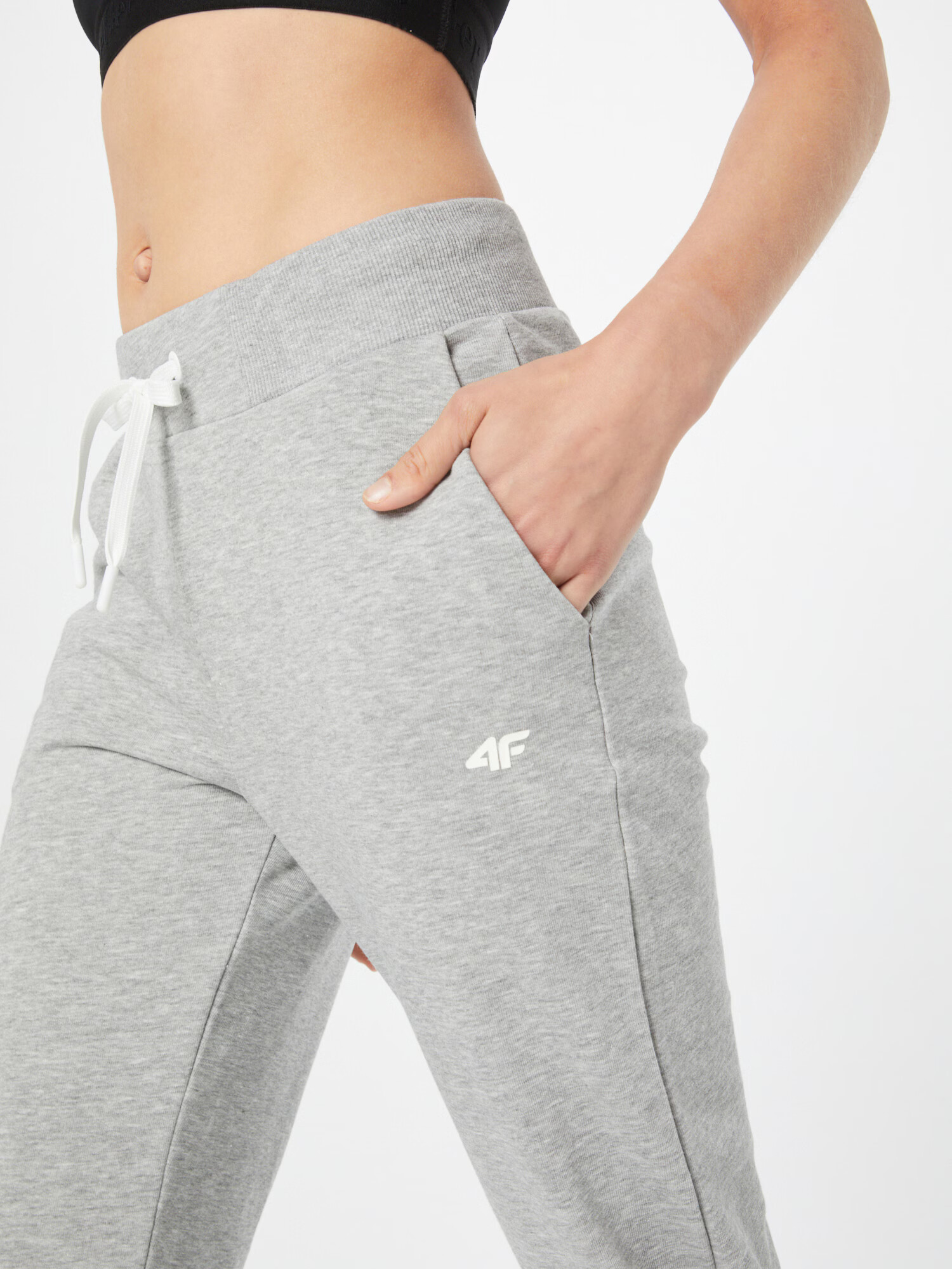 4F Pantaloni sport gri amestecat / alb - Pled.ro