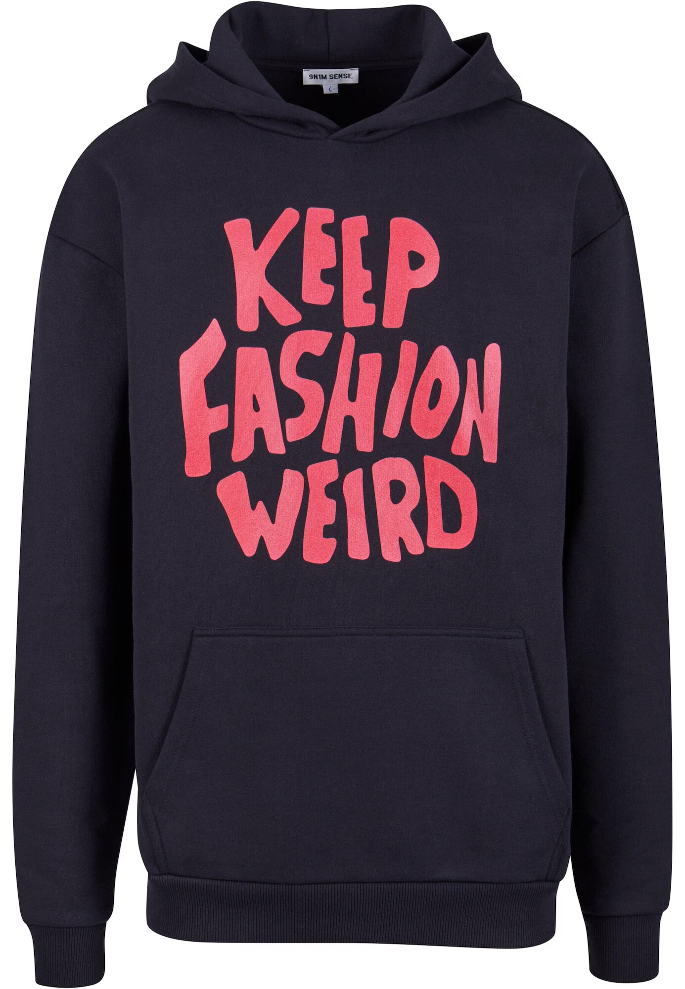 9N1M SENSE Bluză de molton 'Keep Fashion Weird' roșu rodie / negru - Pled.ro