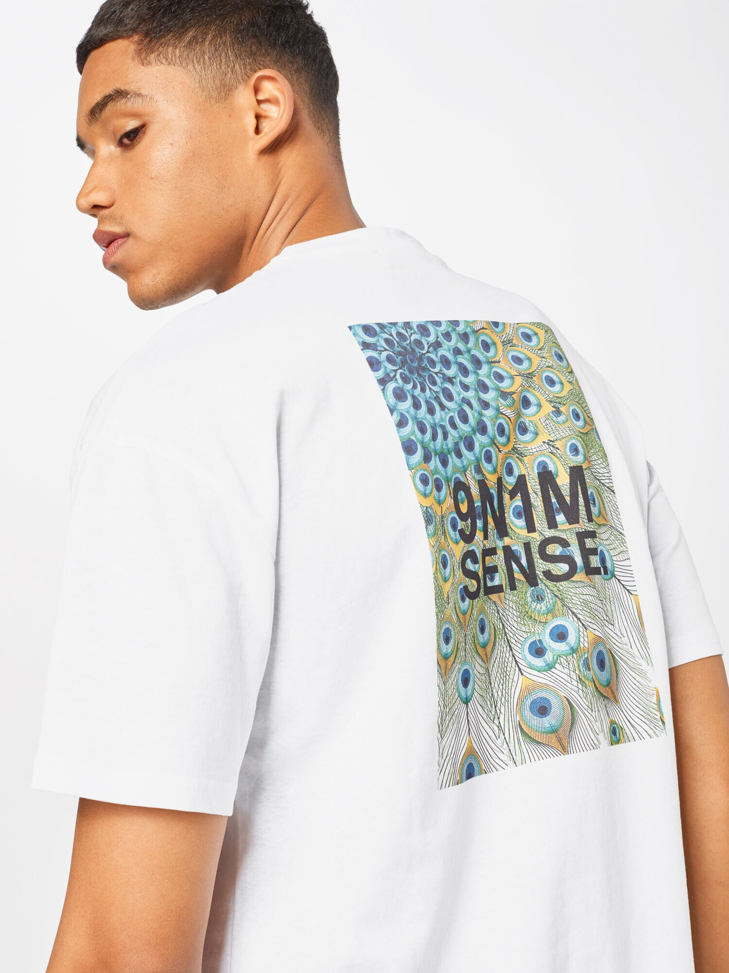 9N1M SENSE Tricou 'Peacock' nisipiu / albastru marin / albastru aqua / alb - Pled.ro